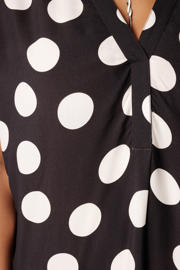 thumbnail: MS Mode viscose zomerjurk met plooien en stippen Plus Size - bruin