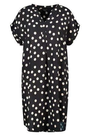 viscose zomerjurk met plooien en stippen Plus Size - bruin