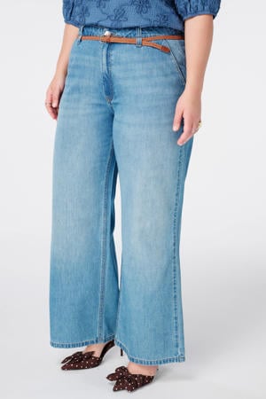 wide leg jeans met ceintuur Plus Size - lichtblauw