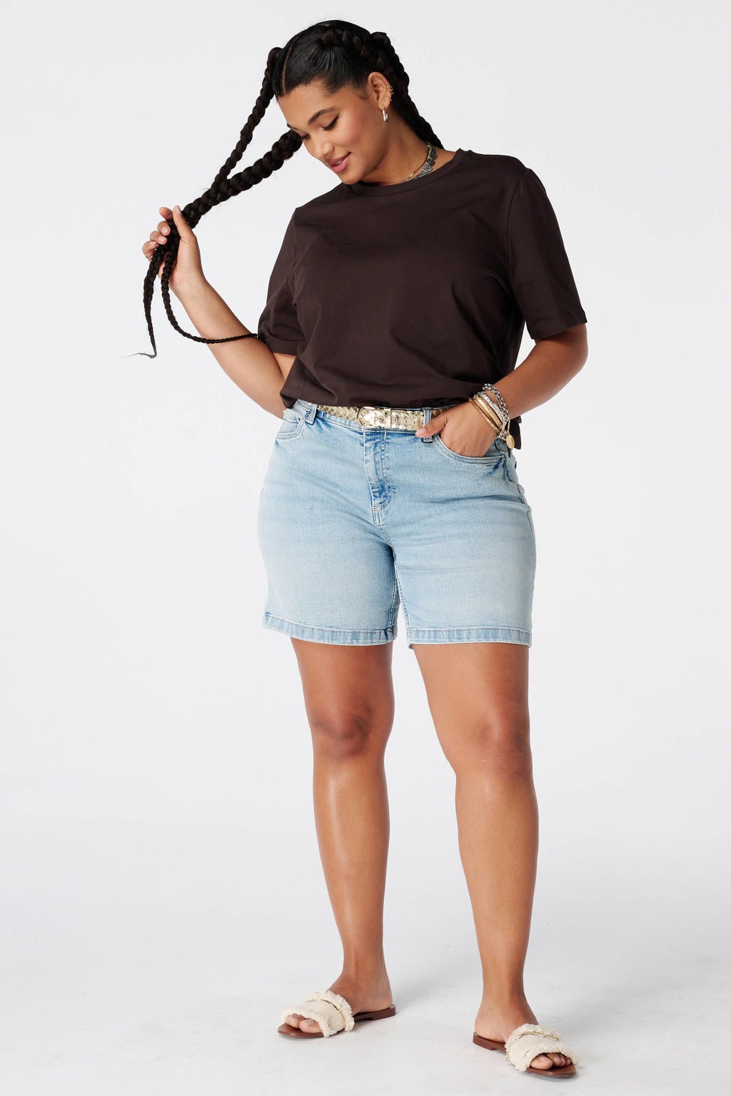 MS Mode T-shirt Plus Size - donkerbruin