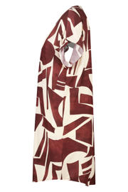 thumbnail: MS Mode viscose zomerjurk met plooien en print Plus Size - donkerrood
