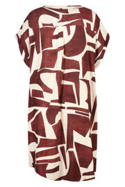 thumbnail: MS Mode viscose zomerjurk met plooien en print Plus Size - donkerrood