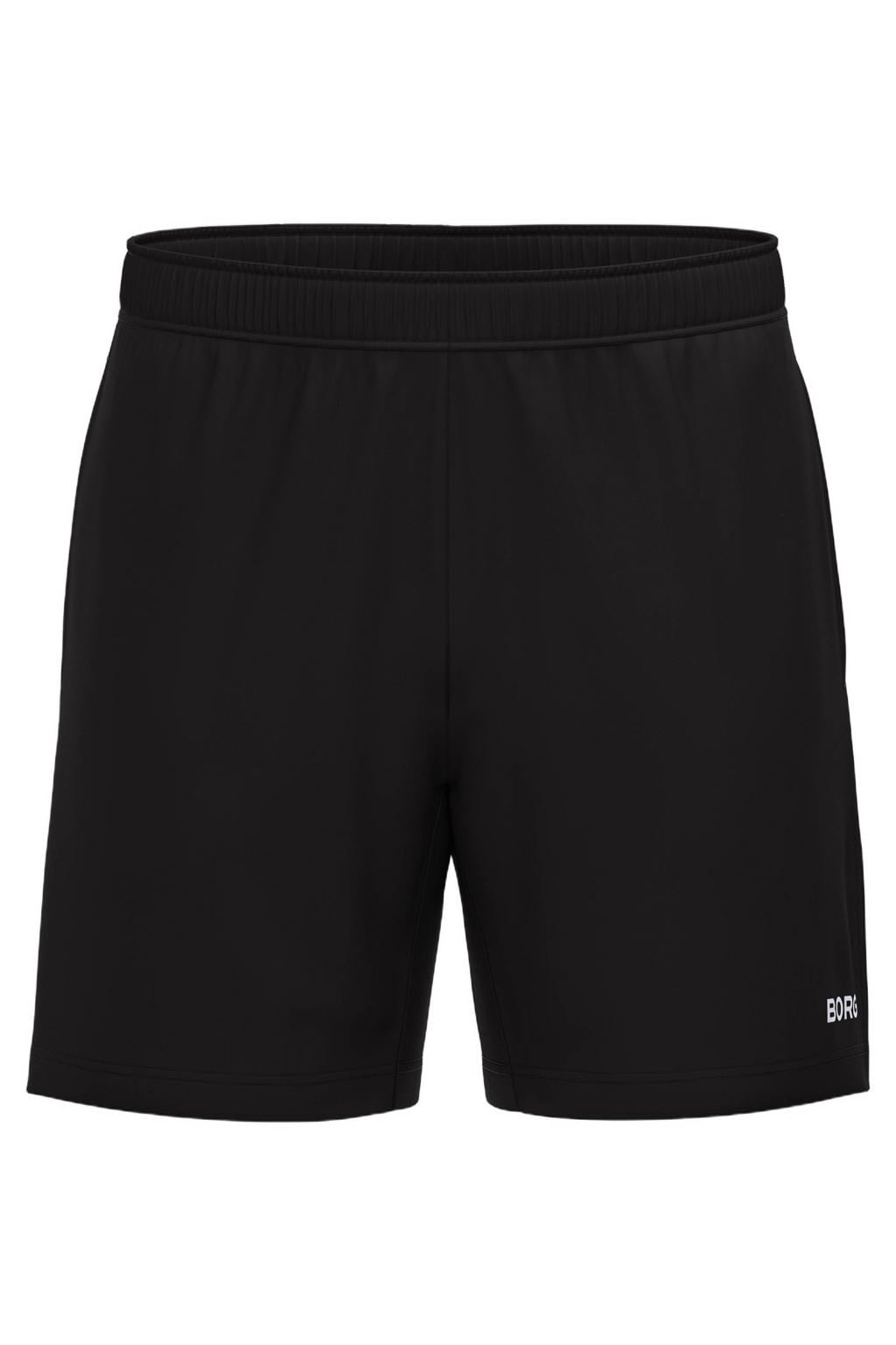 Zwarte heren Björn Borg korte sportbroek van polyester met elastische tailleband met koord en effen