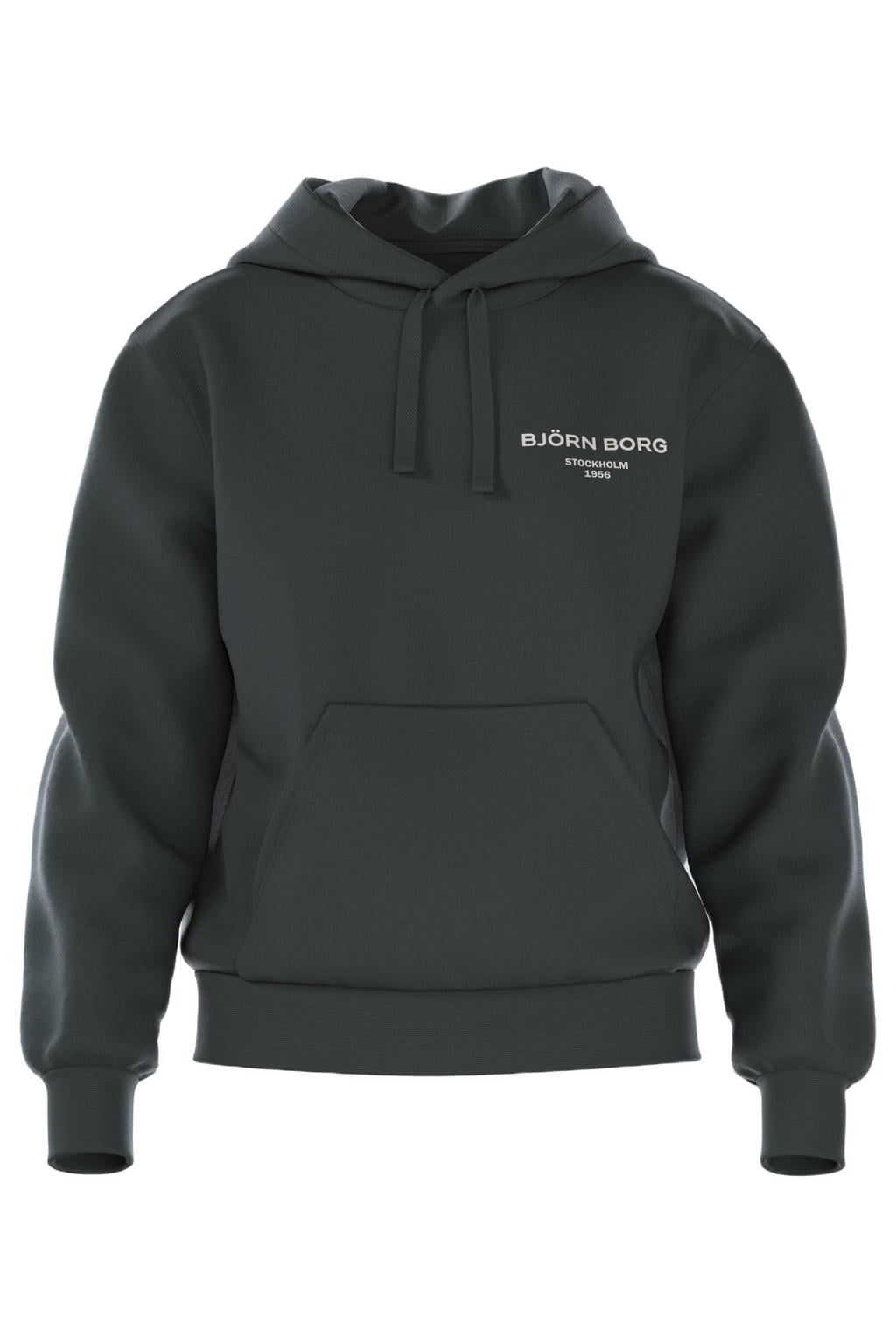 Donkergroene dames Björn Borg rechtvallende hoodie van katoen met effen, lange mouwen en capuchon