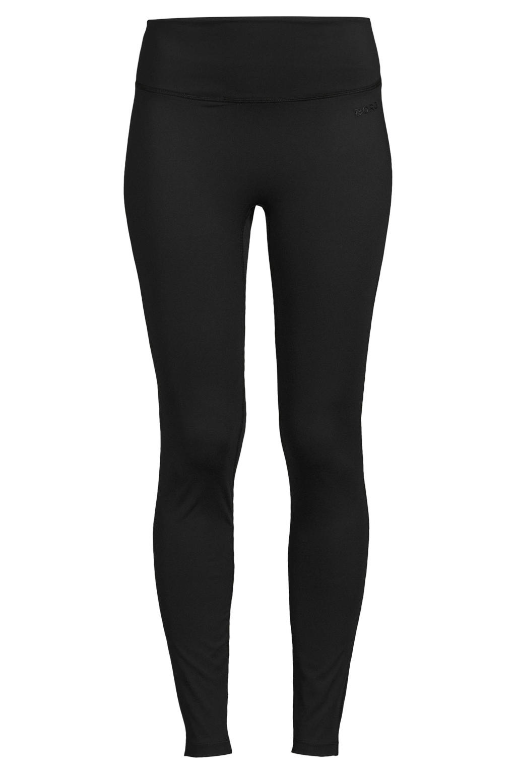Zwarte dames Björn Borg sportlegging van polyester met slim fit, regular waist, elastische tailleband en effen