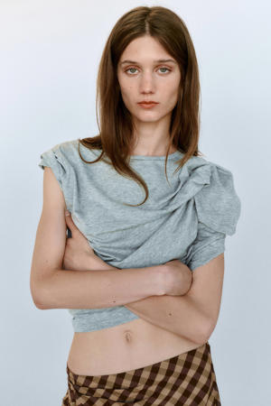 geruite midi rok - bruin