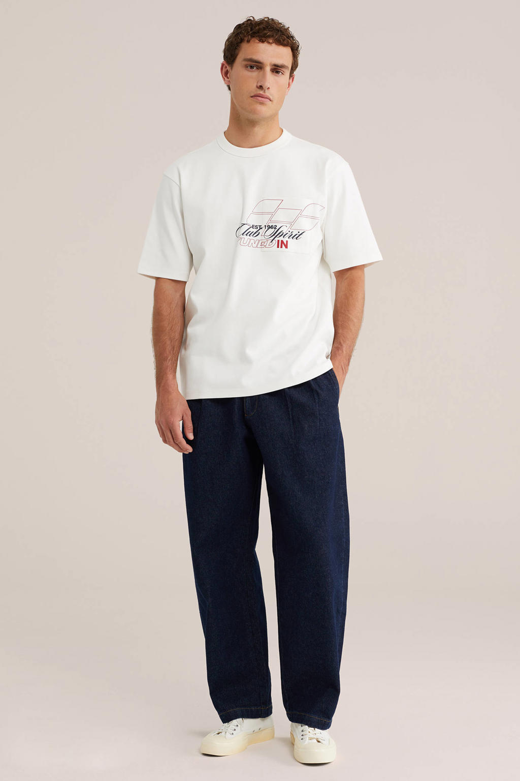 WE Fashion oversized T-shirt met backprint - ecru
