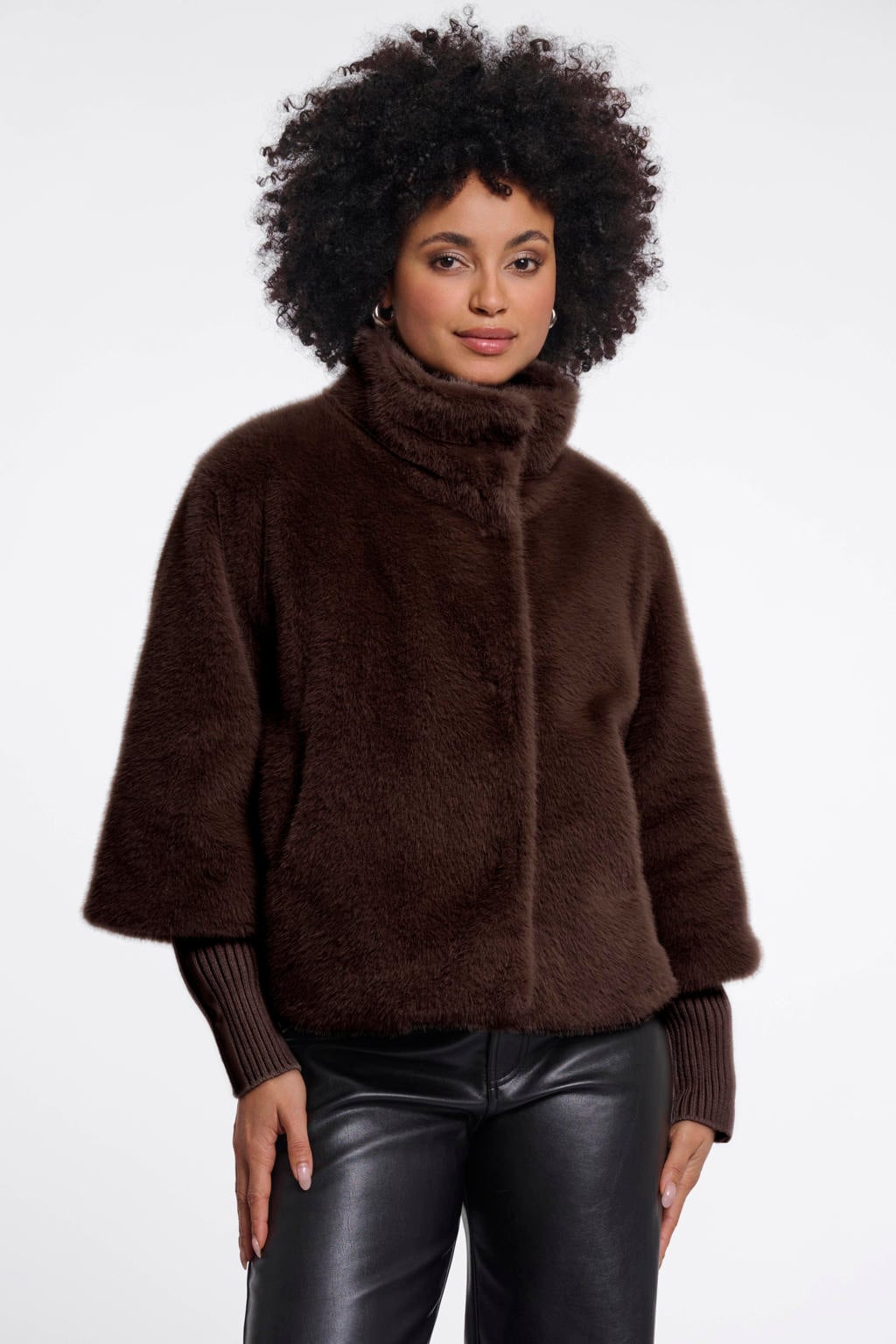 Bruine dames Rino & Pelle regular fit blazer van polyester met effen, lange mouwen en reverskraag