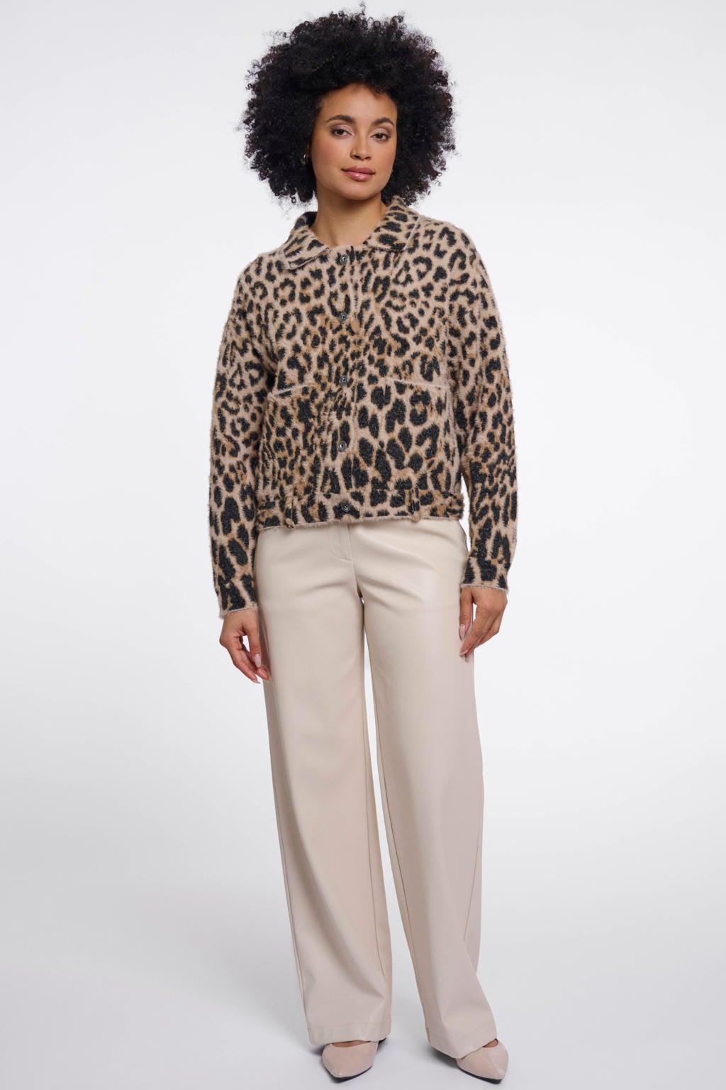 Bruine dames Rino & Pelle jas van polyamide met dierenprint en lange mouwen
