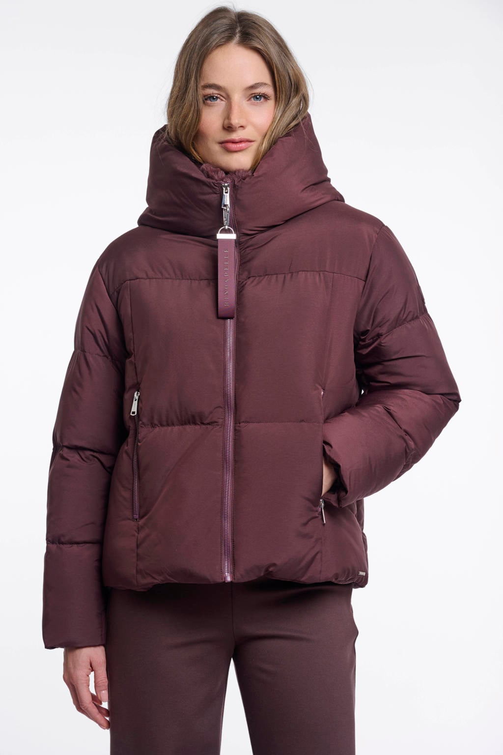 Donkerrode dames Rino & Pelle van polyester met effen, lange mouwen en capuchon