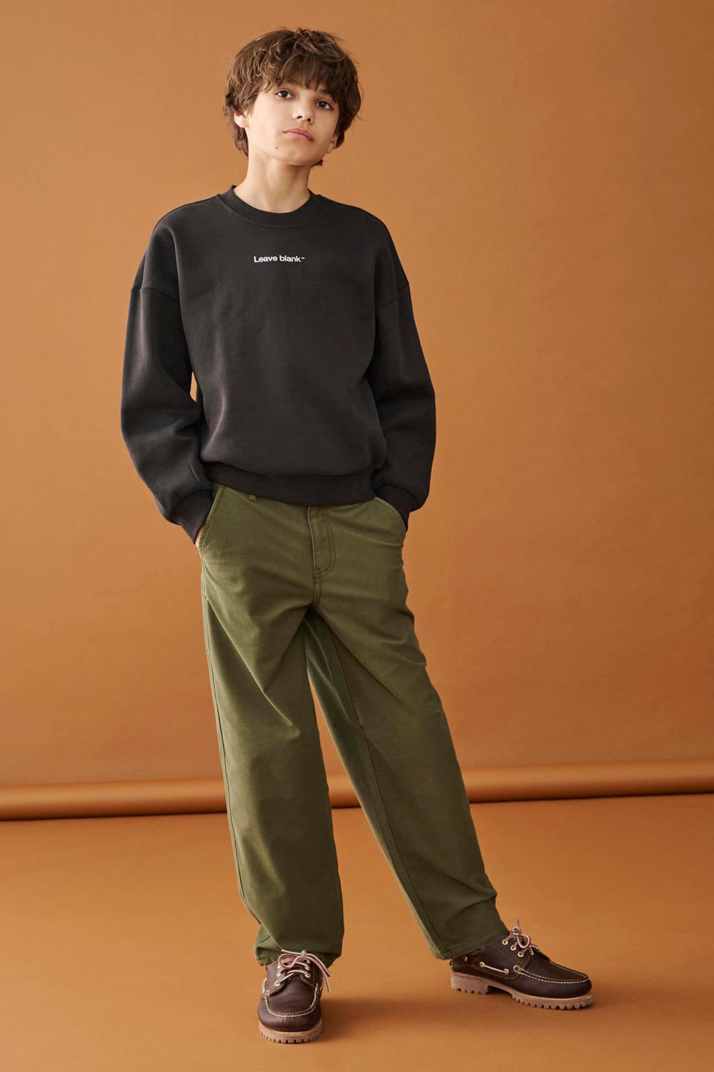 Zwarte jongens ONLY & SONS JUNIOR sweater met effen, lange mouwen en ronde hals