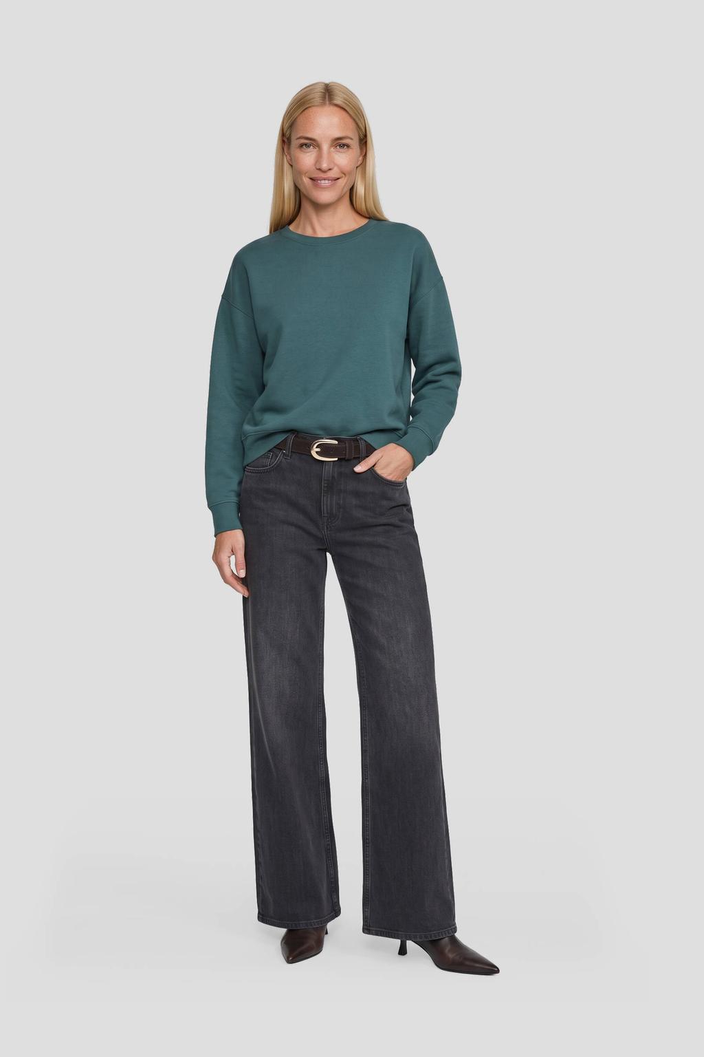 Turquoise dames MSCH Copenhagen viscose sweater met effen, lange mouwen en ronde hals