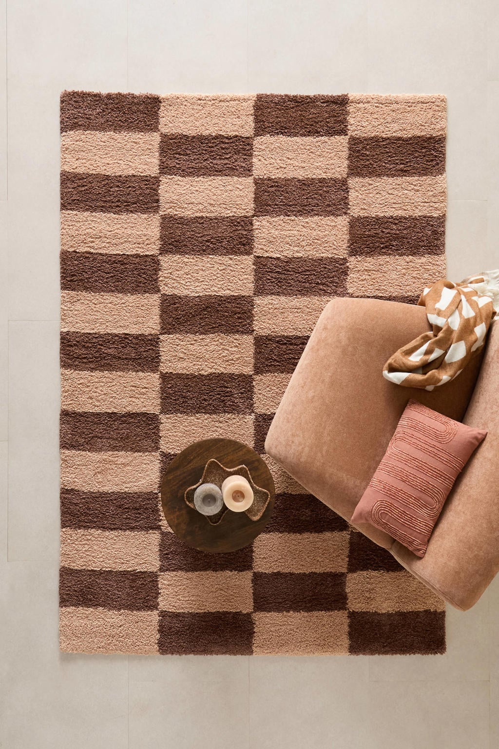 NOUS Living vloerkleed 230x160 cm - oudroze/bruin