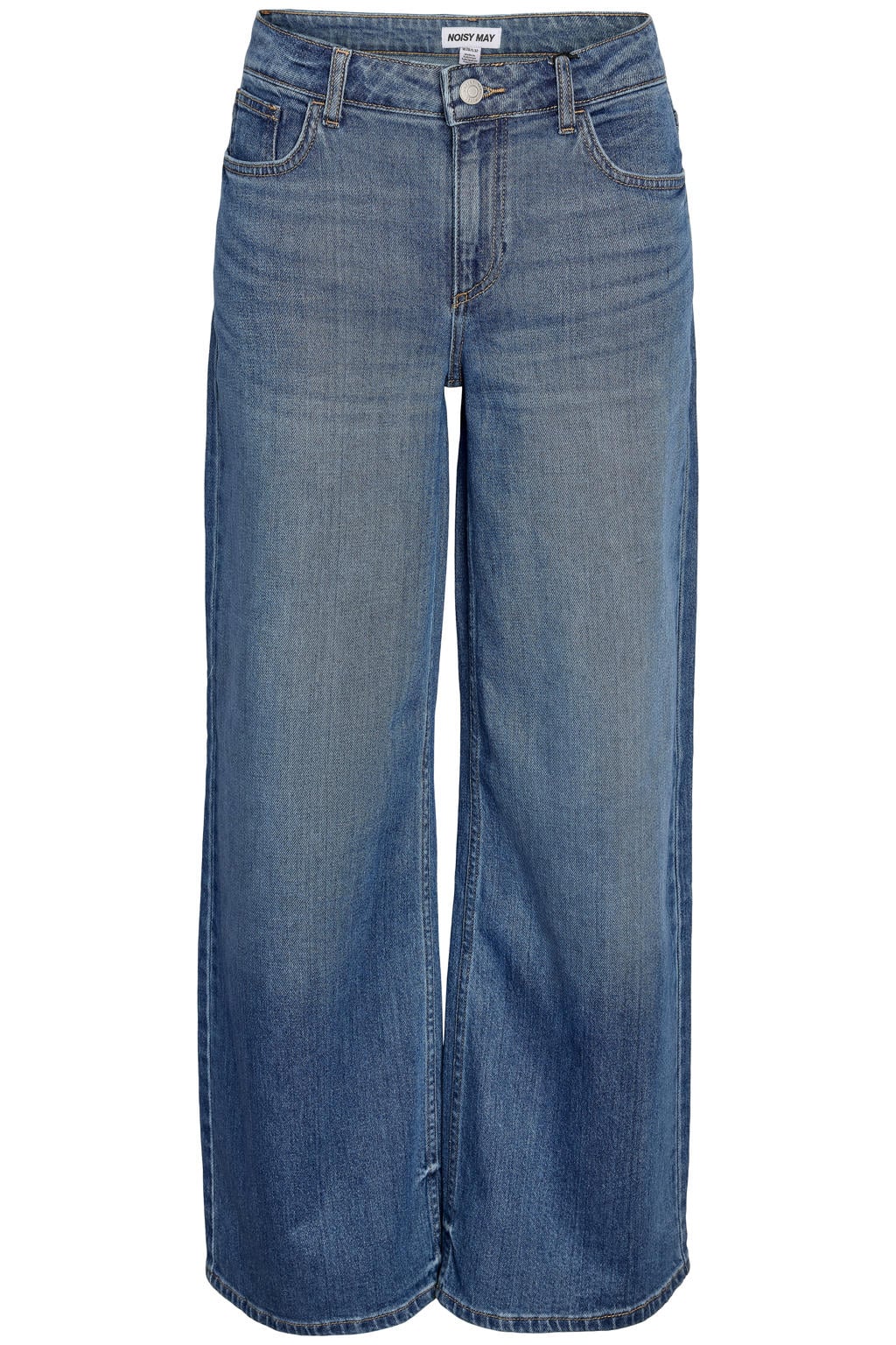 Medium blue denim dames NOISY MAY Curve wide jeans Plus Size medium van denim met high waist, rits- en knoopsluiting en effen