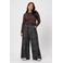 NOISY MAY Curve high waist wide leg geruite pantalon Plus Size - grijs