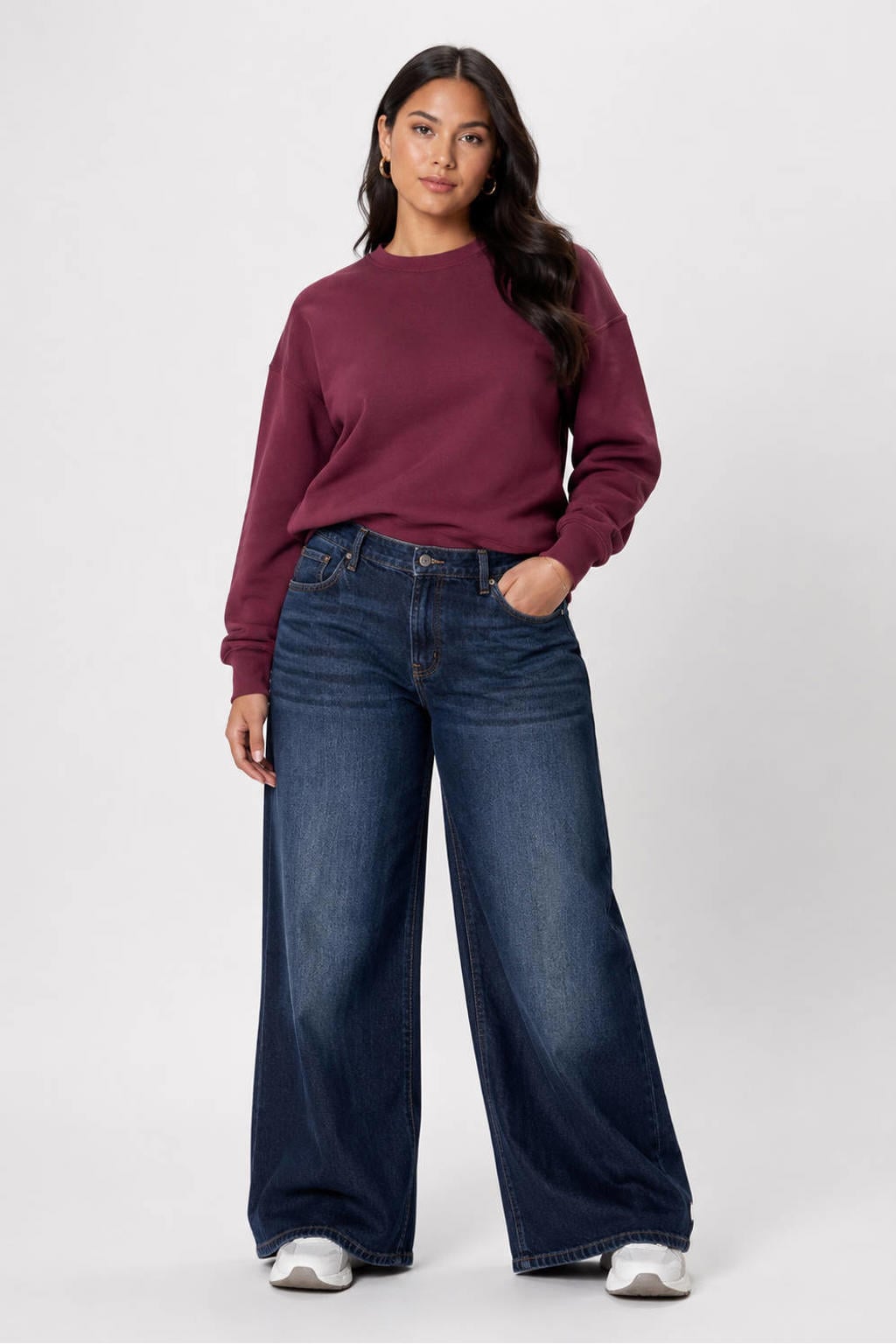 NOISY MAY Curve Plus Size wide leg jeans - donkerblauw denim