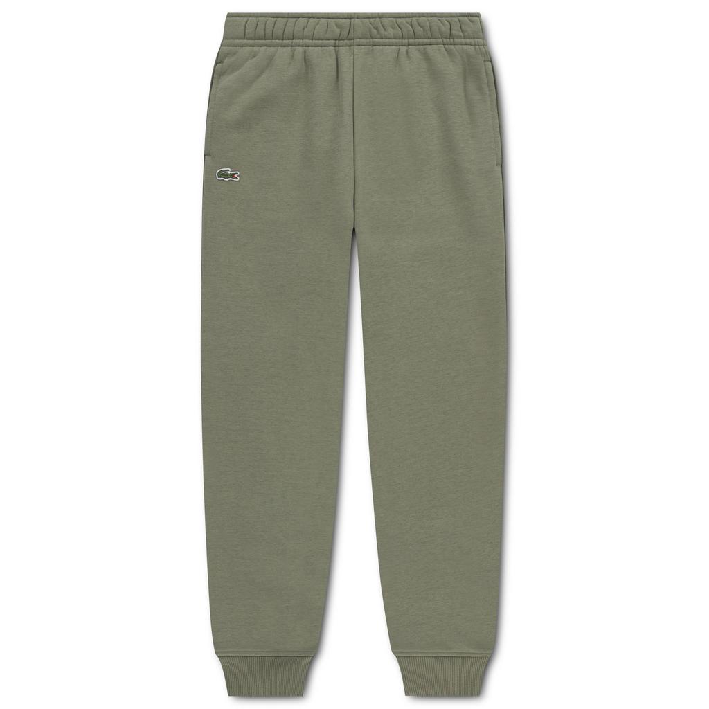 Kakikleurige jongens Lacoste fleece joggingbroek van sweat materiaal met elastische tailleband met koord en logo dessin