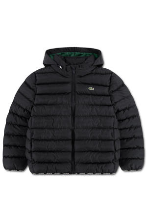 quilted gewatteerde jas met logo - zwart