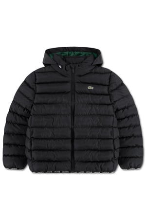 quilted gewatteerde jas met logo - zwart