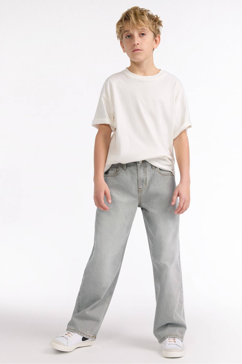 Grey denim jongens Levi's Kids 578™ Baggy Jeans van stretchdenim met rits- en knoopsluiting en effen