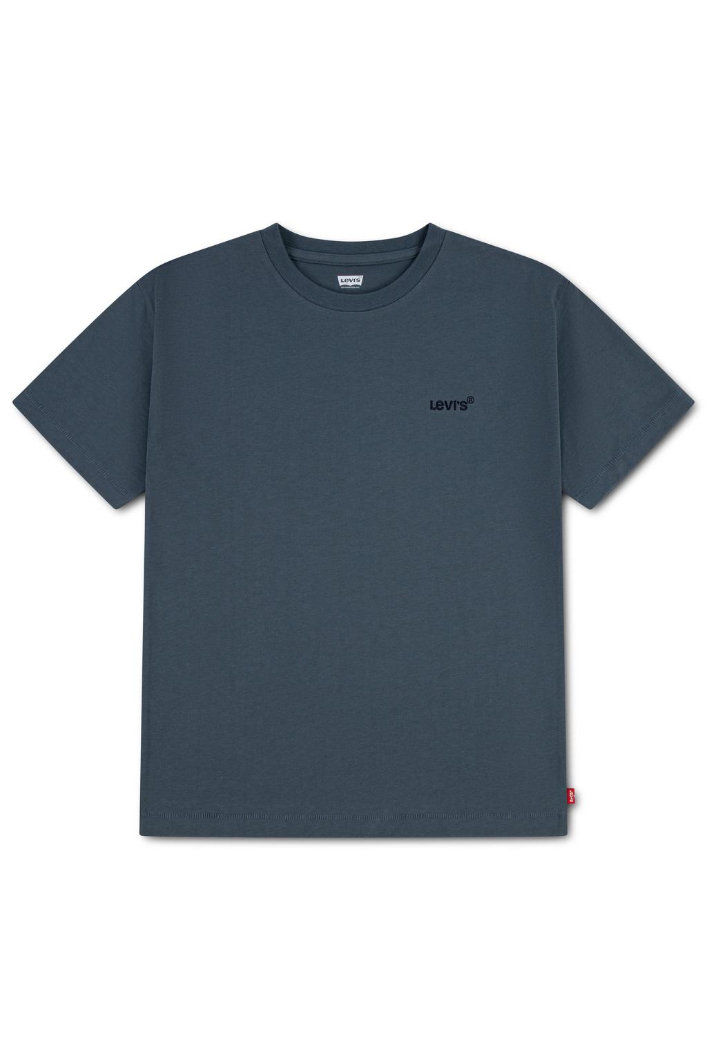 Donkerblauwe jongens Levi's Kids T-shirt van katoen met effen, korte mouwen en ronde hals