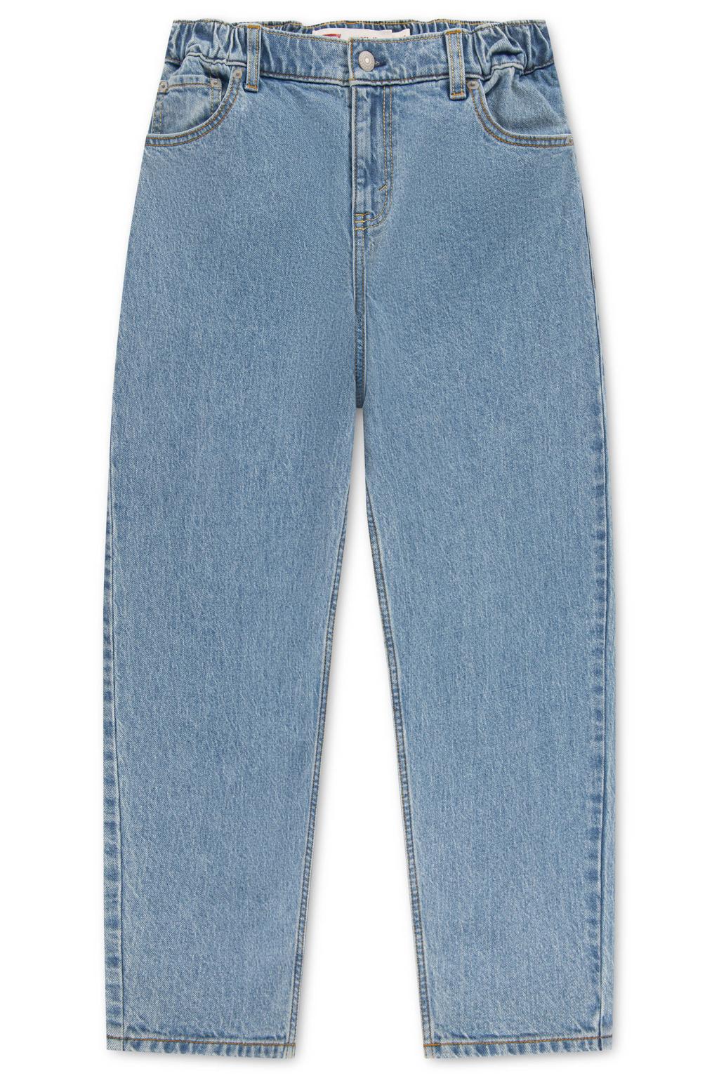 Light blue denim jongens Levi's Kids barrel jeans van denim met rits- en knoopsluiting en effen