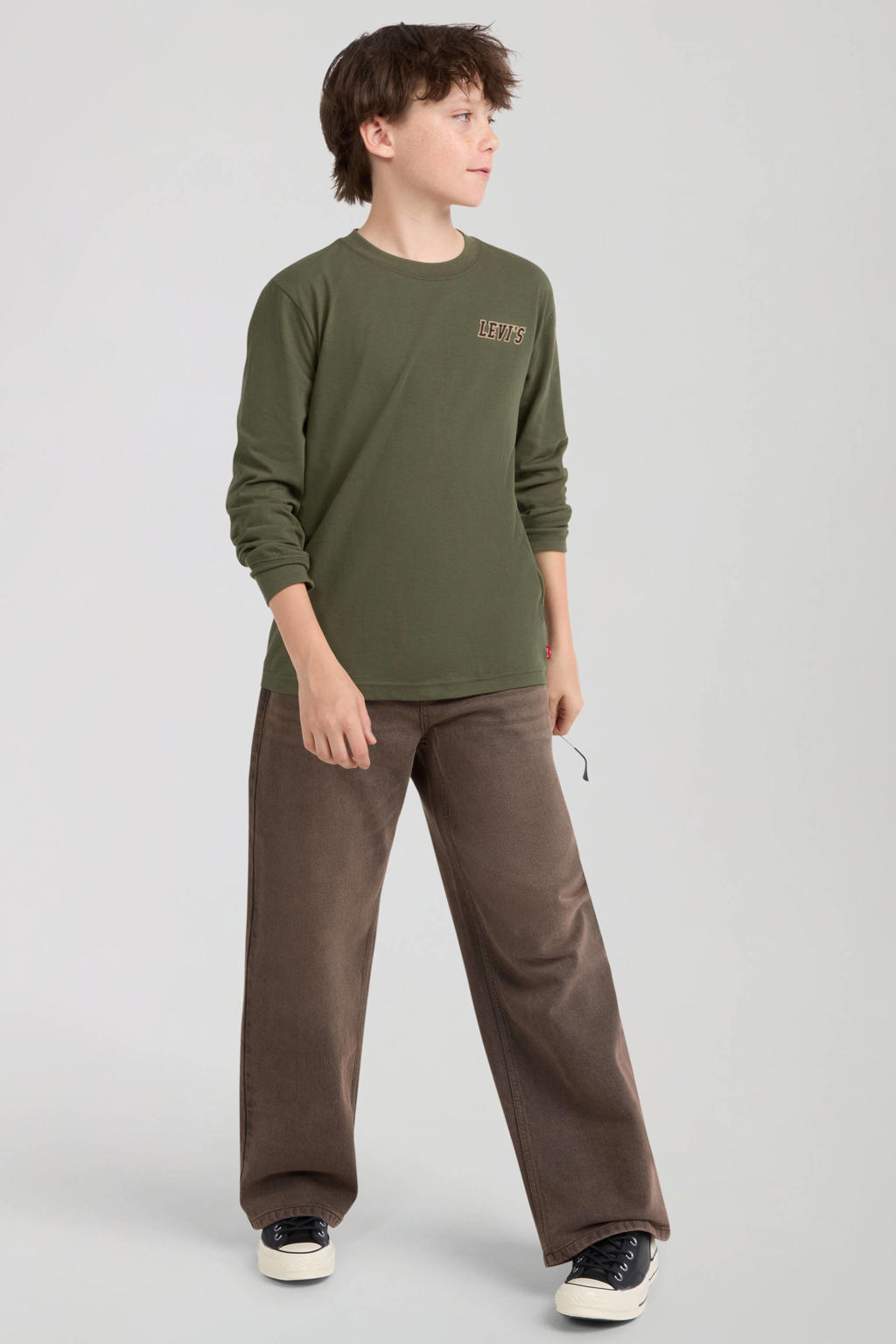 Levi's Kids longsleeve met backprint - olijfgroen