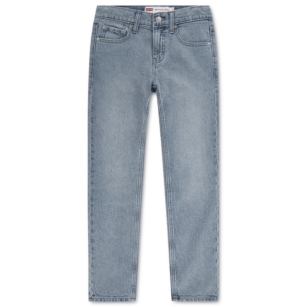 Medium blue denim jongens Levi's Kids 512™ Slim Tapered Jeans van denim met rits- en haaksluiting en effen