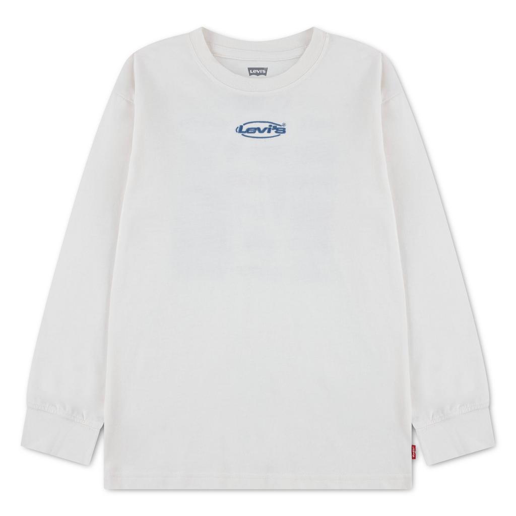 Witte jongens Levi's Kids longsleeve van katoen met backprint, lange mouwen en ronde hals
