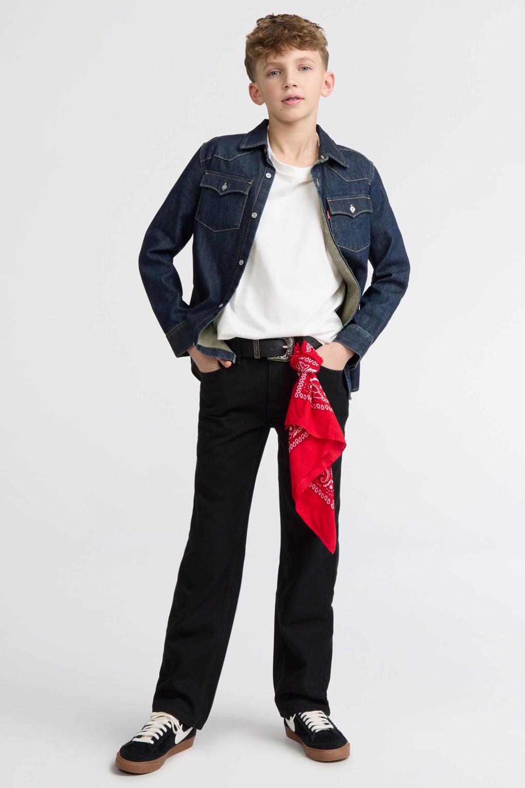 Black denim jongens Levi's Kids 505™ regular fit jeans van denim met effen