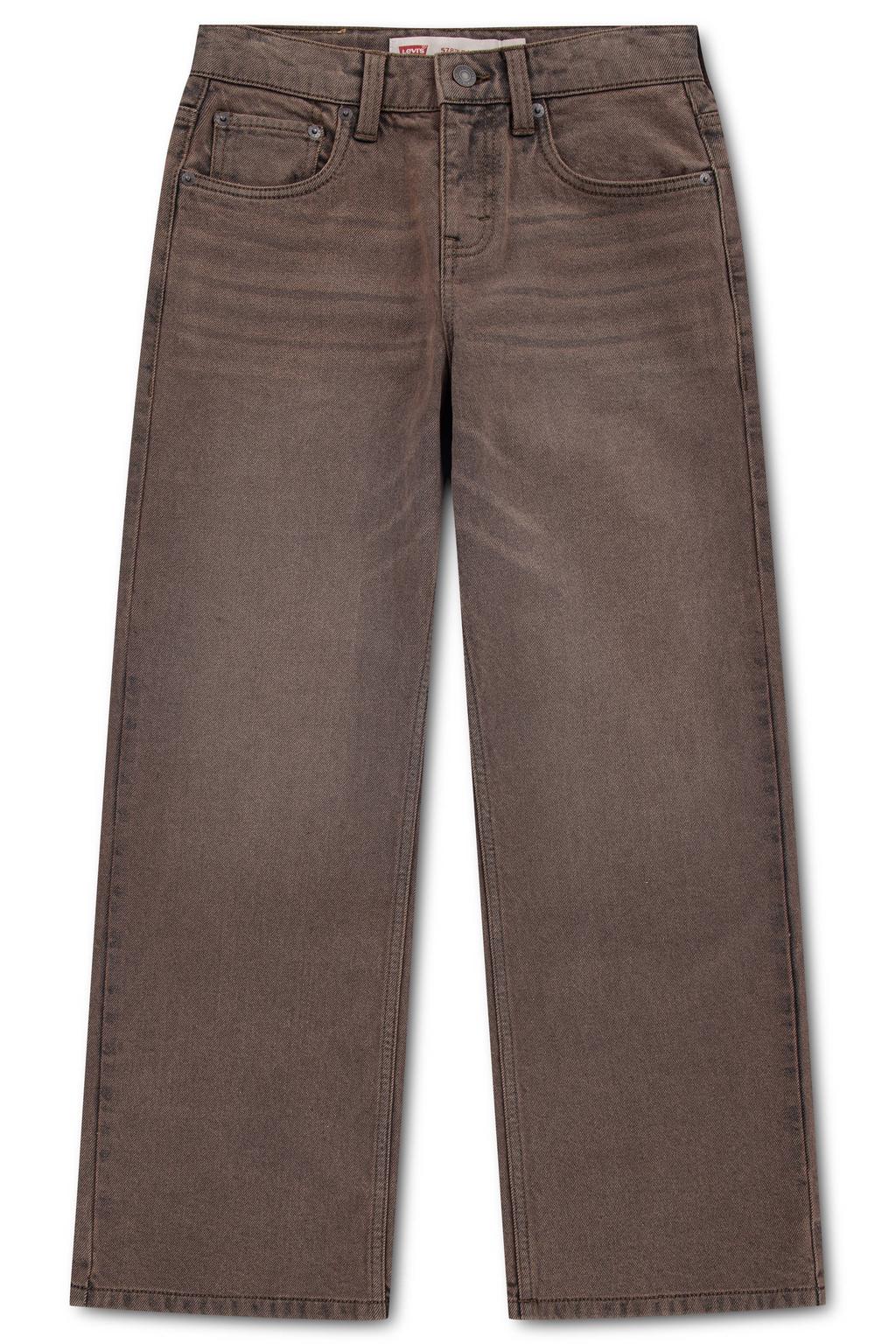 Bruine jongens Levi's Kids 578™ Baggy Jeans van denim met rits- en knoopsluiting en effen