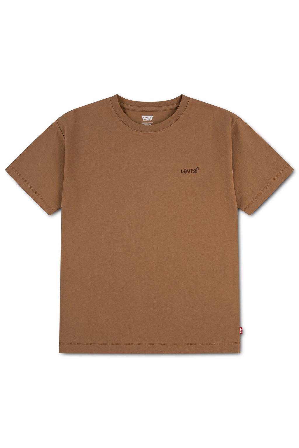 Bruine jongens Levi's Kids T-shirt van katoen met effen, korte mouwen en ronde hals