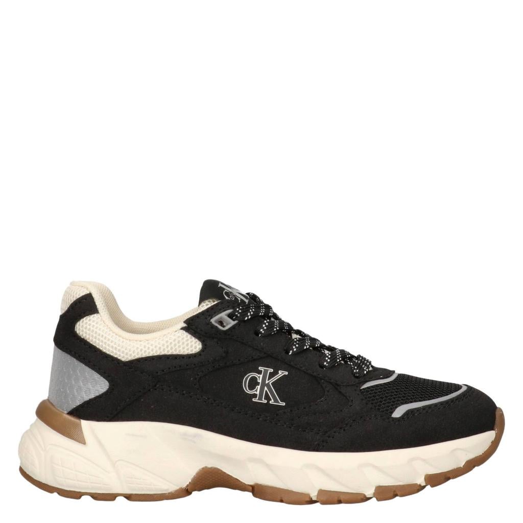 Zwarte jongens Calvin Klein sneakers - van 55% polyurethaan / 45% pl met veters