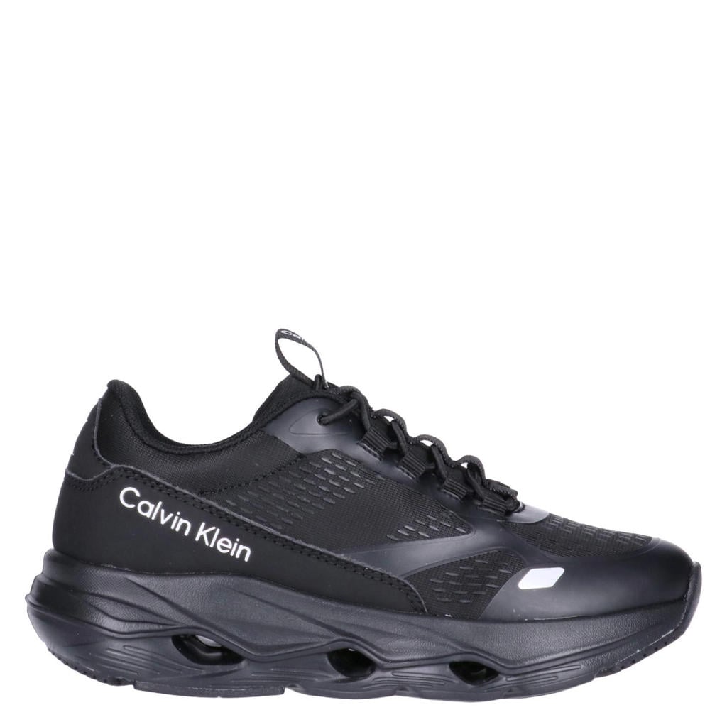 Zwarte jongens Calvin Klein sneakers - van 60% polyester / 40% imitatieleer met veters