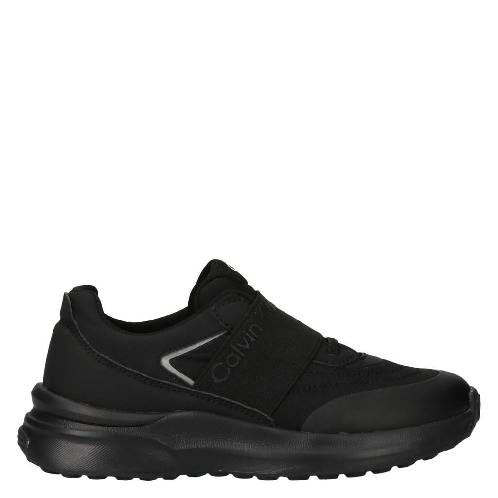 Zwarte jongens Calvin Klein sneakers - van 60% imitatieleer / 40% polyester met veters