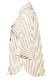 thumbnail: MS Mode viscose rechtvallend gestreepte blouse met borduursels Plus Size - beige