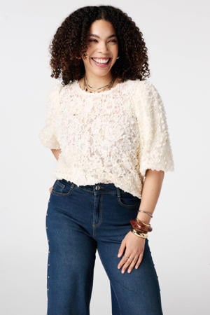 semi-transparante blousetop Plus Size - ecru