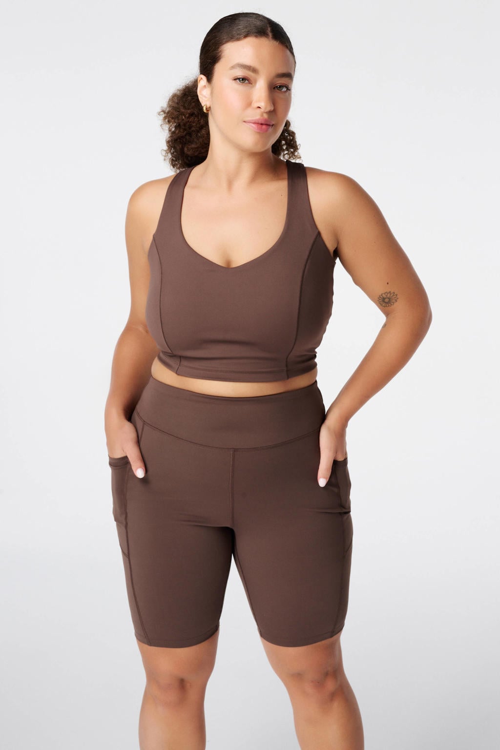 MS Mode Plus Size sporttop - donkerbruin