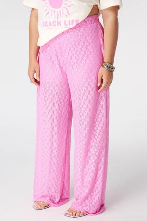 loose fit semi-transparante casual broek Plus Size - roze