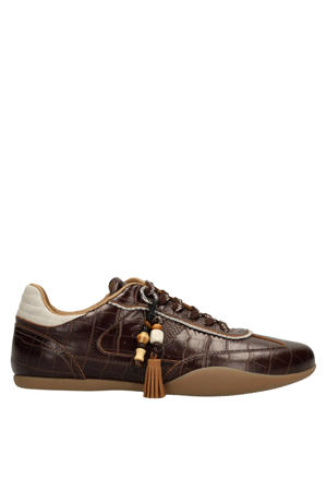 leren sneakers met dierenprint - bruin