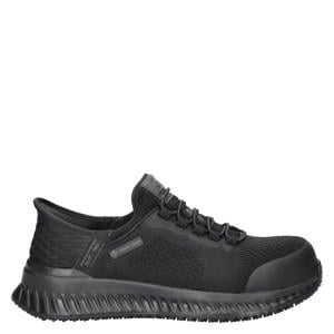 Work Hands Free Slip-In leren sneakers met logo - zwart