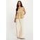 Morgan Peplum gestreepte blouse met ruches - camel