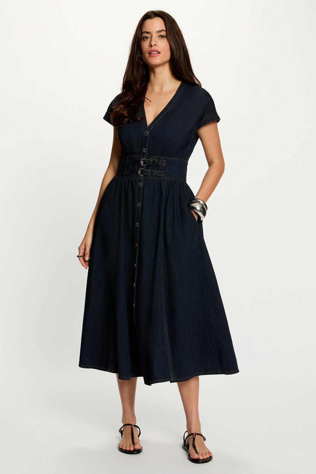 Morgan midi spijkerjurk - donkerblauw