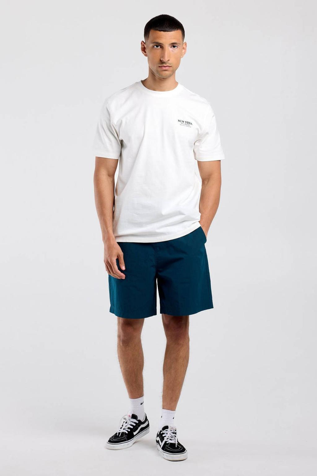 Ecru heren America Today regular fit T-shirt van katoen met korte mouwen en ronde hals