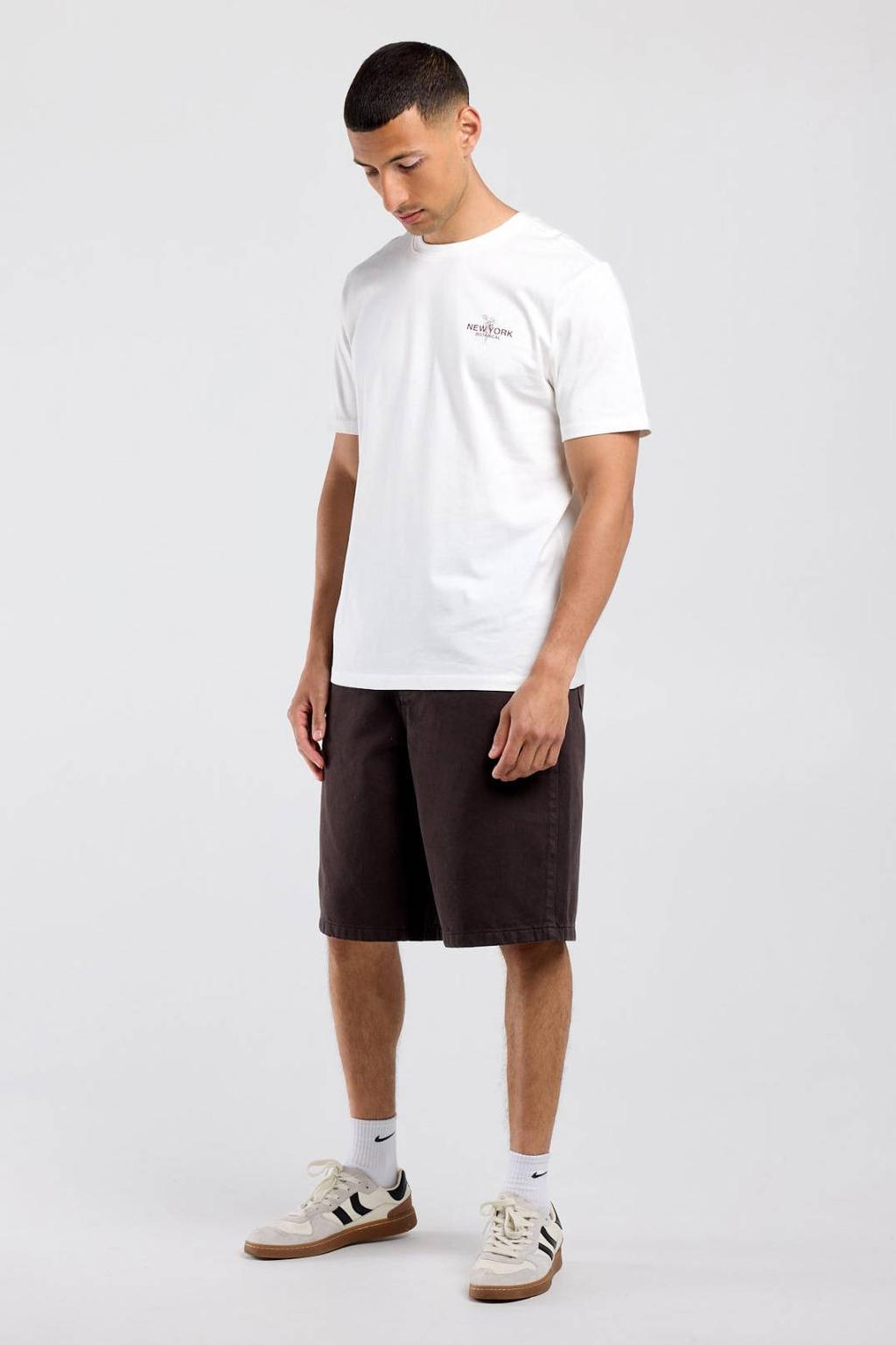 Witte heren America Today regular fit T-shirt van katoen met korte mouwen en ronde hals