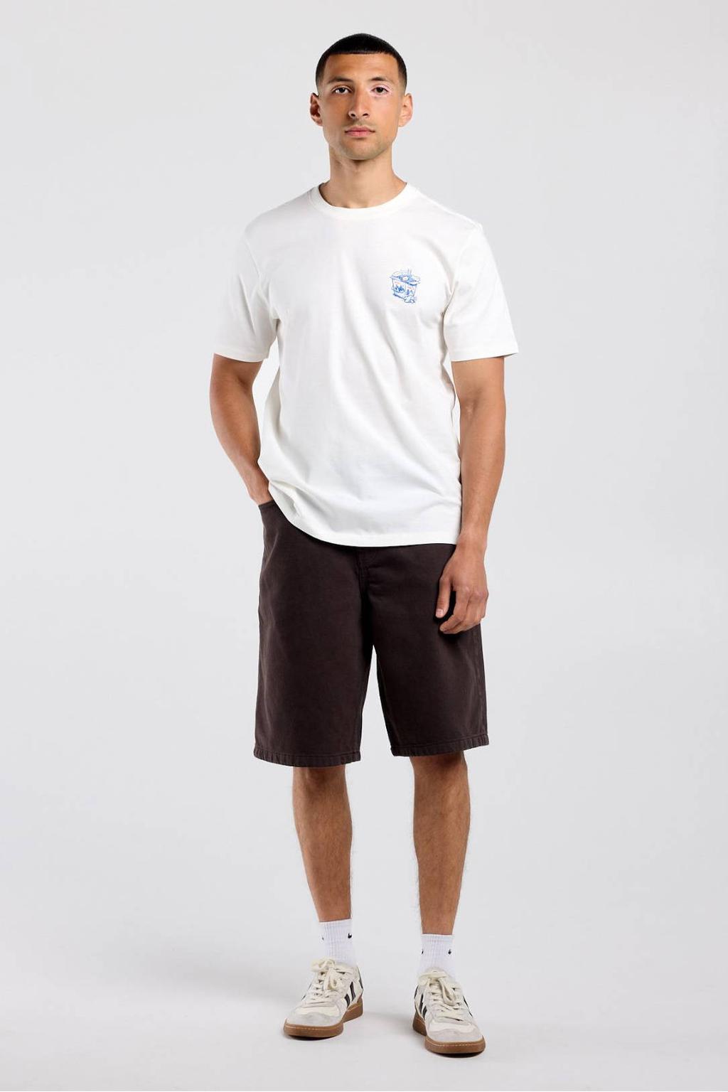 Witte heren America Today regular fit T-shirt van katoen met korte mouwen en ronde hals