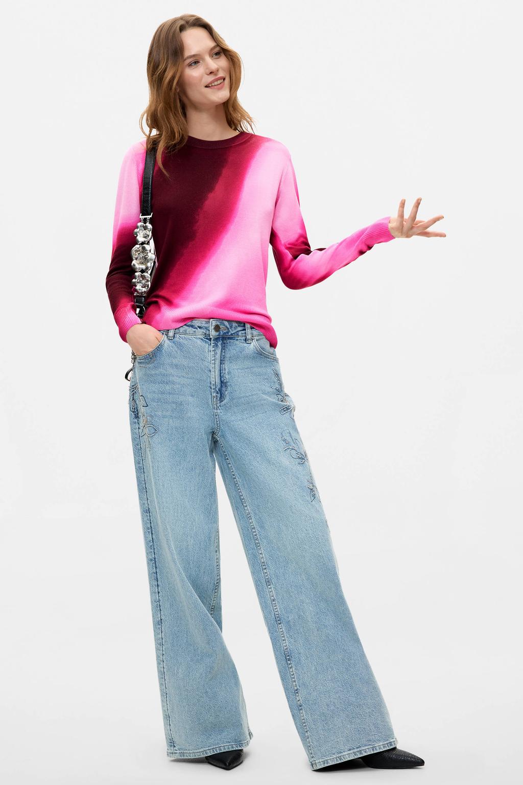 Roze dames Desigual trui met lange mouwen
