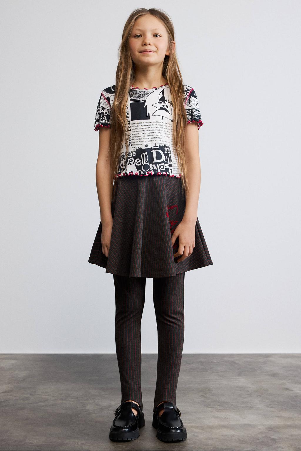 Zwart en witte meisjes Desigual T-shirt van katoen met korte mouwen, ronde hals en contrast stiksels