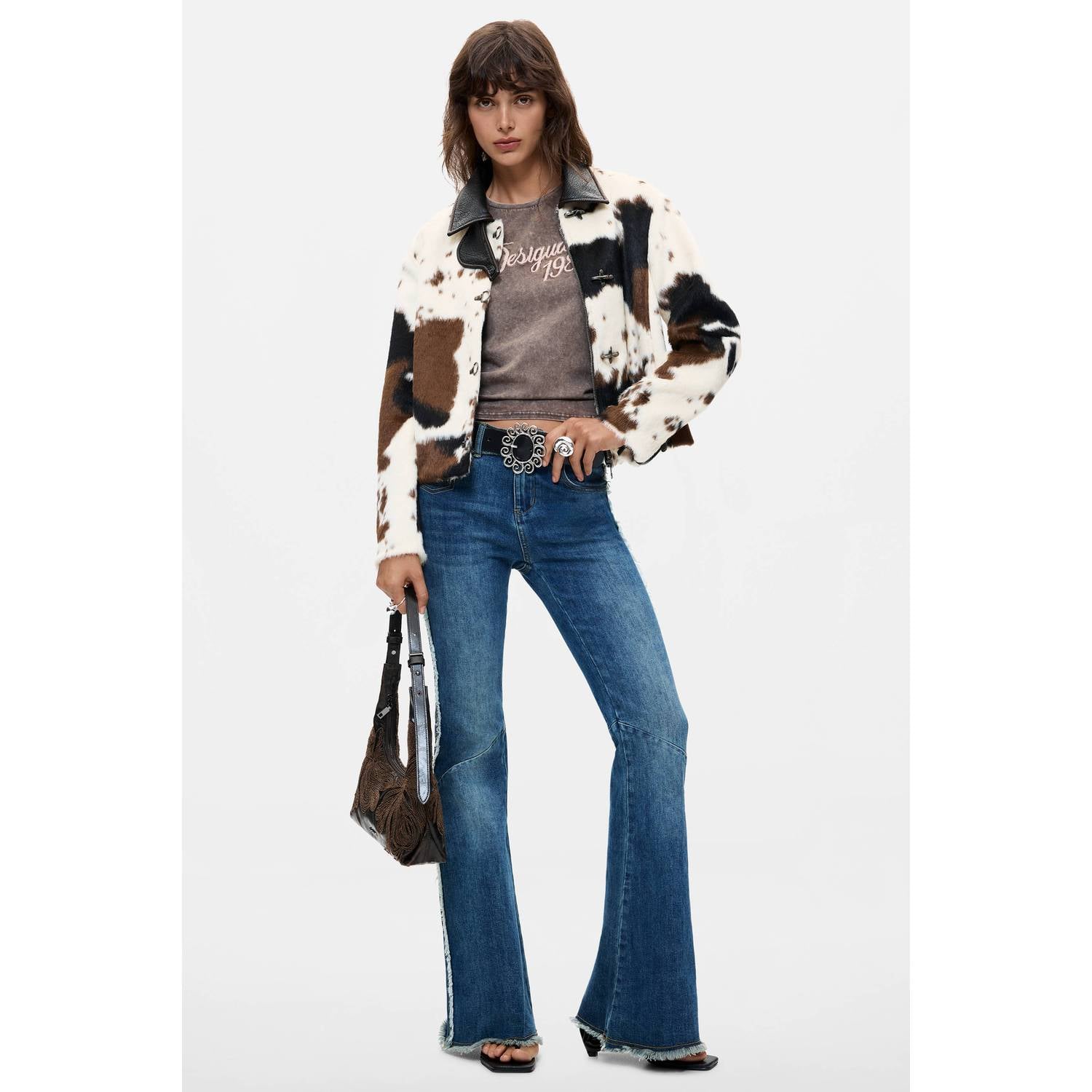 Desigual denim mantel beige zwart