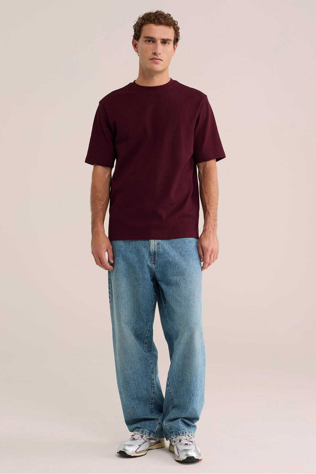 WE Fashion relaxed fit T-shirt - donkerrood